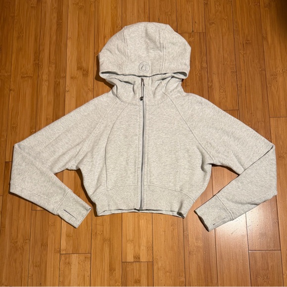 Lululemon Scuba Full-Zip Cropped Hoodie Heathered Core Ultra Light Grey Size 6 - Picture 4 of 16